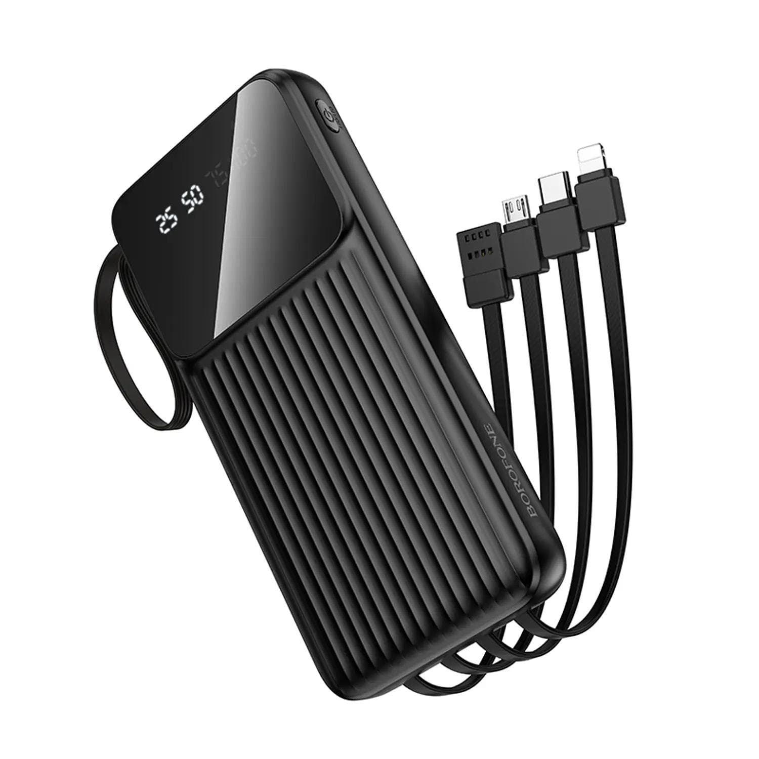POWER BANK Borofone "BJ76", 10000mAh, 15W, 2 x USB; 1 x USB Type-C, include cablu : USB Type-C, Iphone Lightning, microUSB si USB-A total 5V/2A, negru "6941991120046"