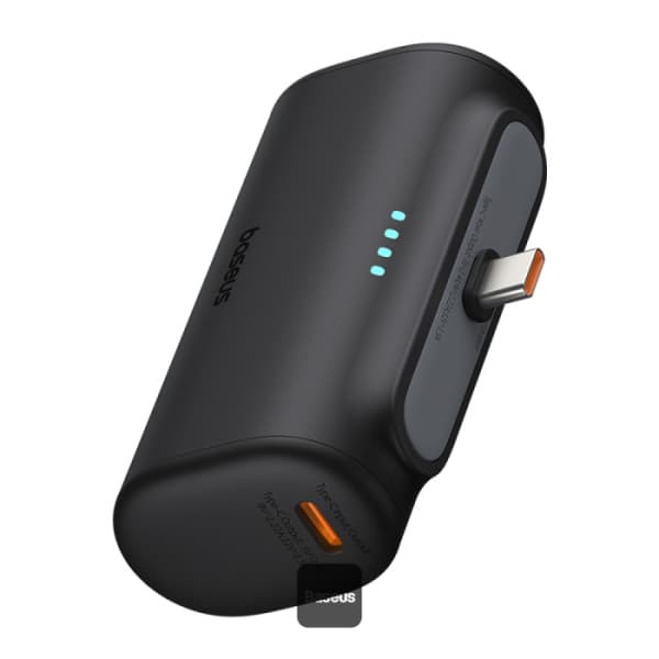 POWER BANK Baseus Compact, capacitate 5000mAh, 20W, conector integrat USB Type-C, negru, "P10068306113-00" - 6932172659509