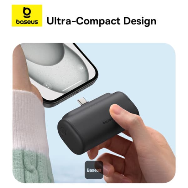 POWER BANK Baseus Compact, capacitate 5000mAh, 20W, conector integrat USB Type-C, negru, "P10068306113-00" - 6932172659509 — miniatură