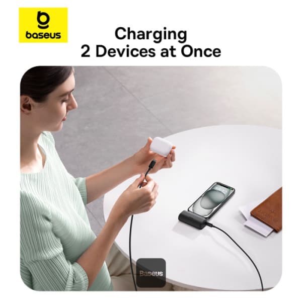 POWER BANK Baseus Compact, capacitate 5000mAh, 20W, conector integrat USB Type-C, negru, "P10068306113-00" - 6932172659509 — miniatură
