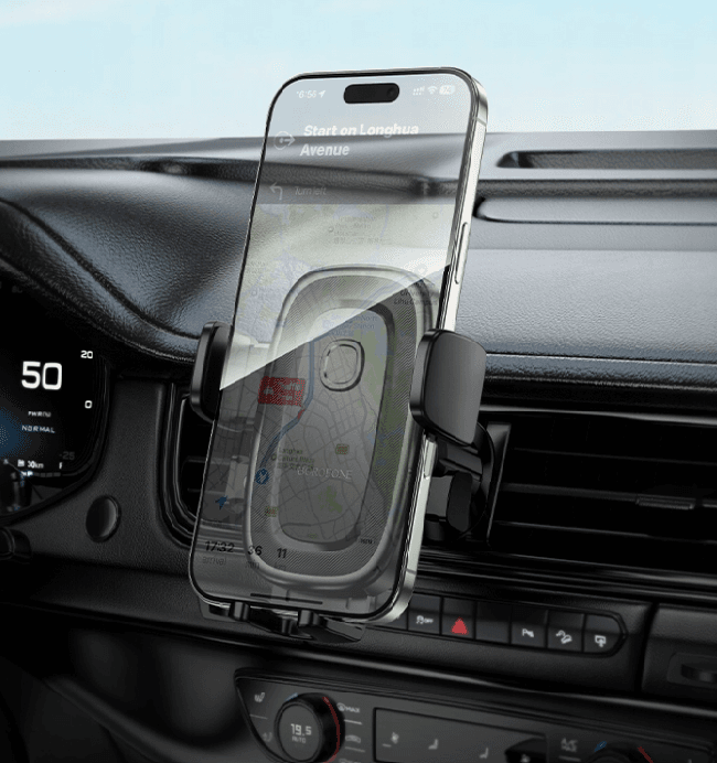 SUPORT AUTO Borofone "BH131" pt. SmartPhone, prindere in 3 puncte, fixare grila ventilatie, negru "6941991121296" — miniatură