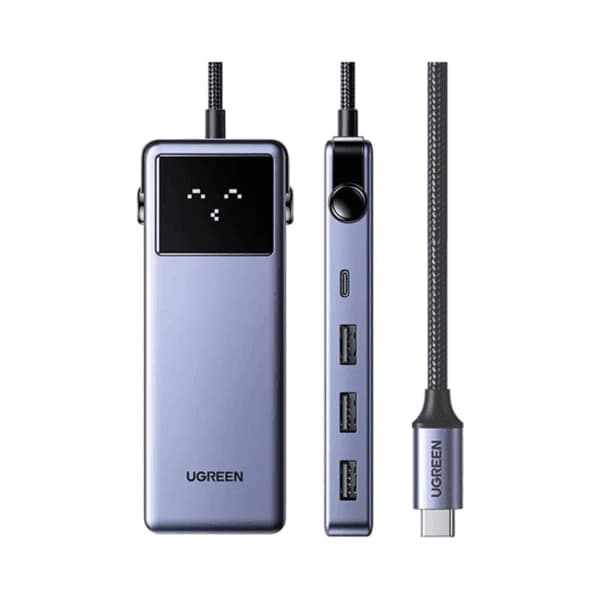 DOCKING Station Ugreen, "CM511" conectare PC USB Type-C, USB 3.0 x 3|HDMI x 1/4K/60Hz|RJ-45 Gigabit x 1|USB Type C x 1 PD 100W, aluminiu, gri "45155" — miniatură