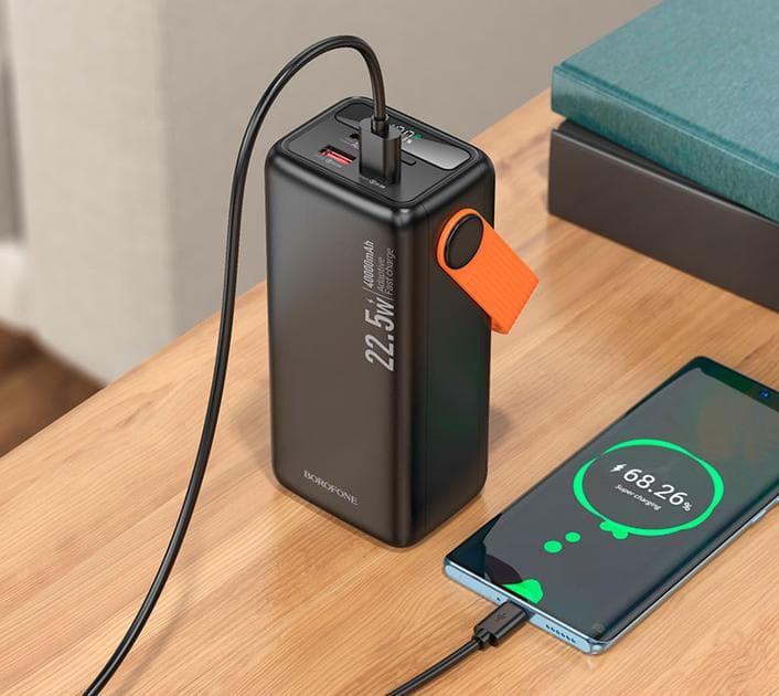 POWER BANK Borofone "BJ66", 40000mAh, 65W, 2 x USB; 1 x USB Type-C, total 5V/3A, negru "6941991115141" — miniatură