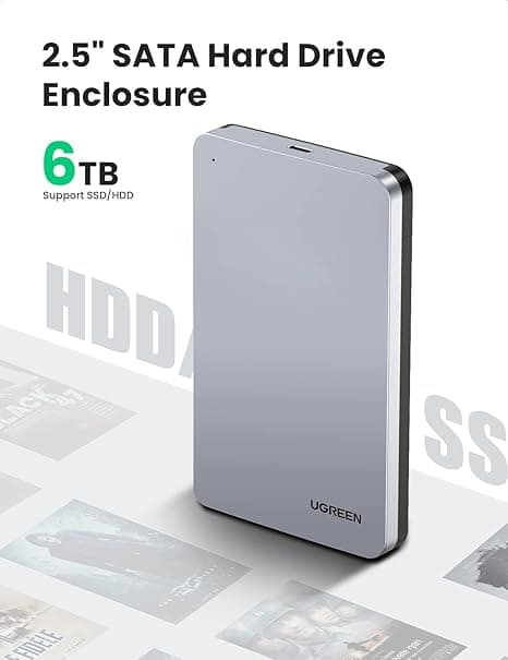 RACK extern Ugreen, "CM300" pt HDD si SSD SATA 2.5" conectare USB Type-C 3.1 max 6 Gbps, cablu inclus USB Type-C la USB Type-C, aluminiu, gri "70499" - 6957303874996 — miniatură