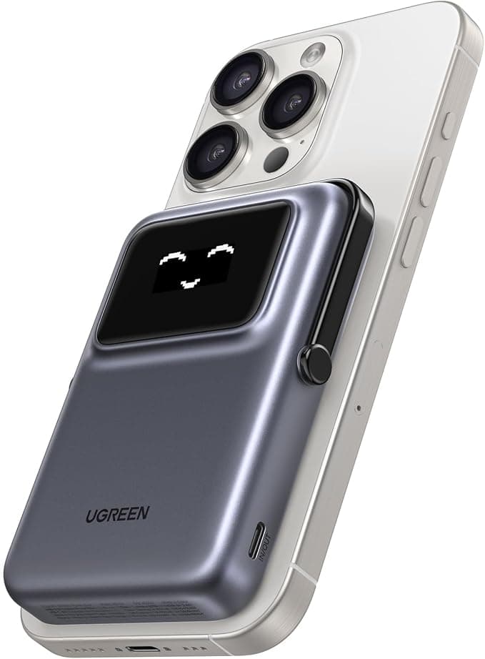 POWER BANK Ugreen "PB764", 10000mAh, 20W, prindere magnetica, wireless charging: Qi 2 15W max, 1 x USB Type-C input/output, gri "45329" — miniatură