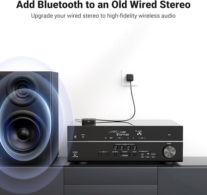 ADAPTOR Bluetooth audio Ugreen, "CM106" acumulator inclus, 1 x jack 3.5mm, 2xRCA output,convertor audio wireless,versiune bluetooth 5.1 si EDR,negru "40759P" — miniatură