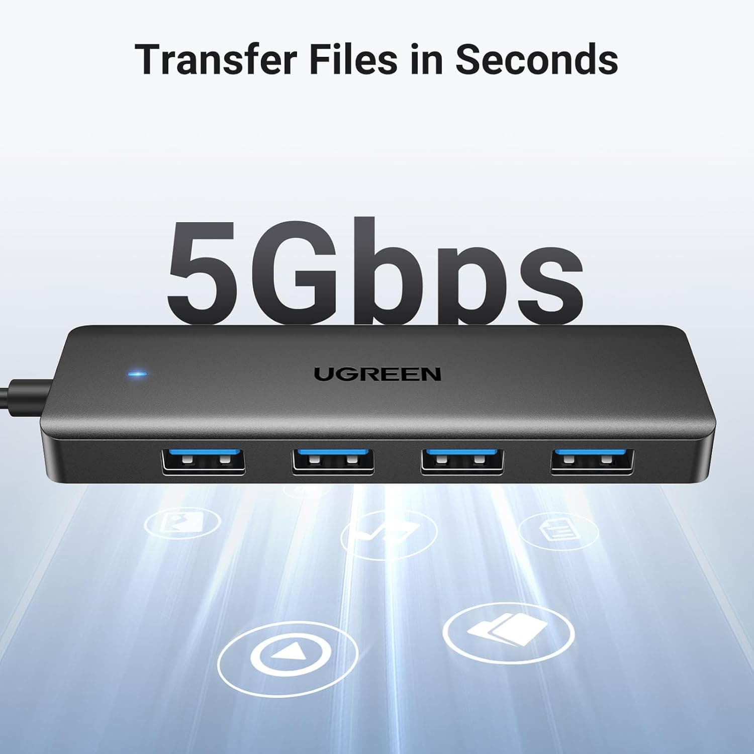 HUB extern Ugreen, "CM219" porturi USB: USB 3.0 x 4, conectare prin USB 3.0, aluminiu, lungime 60 cm, gri, "25946" - 6941876229468 — miniatură