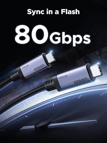 CABLU alimentare si date Ugreen, "L706", USB4 / Thunderbold Fast Charging Data Cable pt. smartphone, USB Type-C la USB Type-C 240W / 5A, braided, 1m, negru "65383" — miniatură