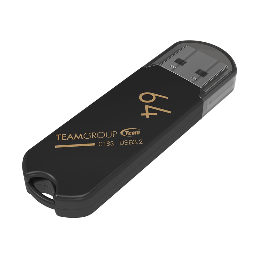 MEMORIE USB 3.2 TEAMGROUP C183, 64 GB, plastic, negru "TC183364GB01" — miniatură