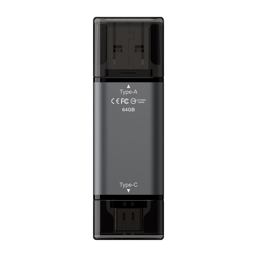MEMORIE USB 3.2 / USB Type-C 3.1 TEAMGROUP X1, 64 GB, plastic, gri "TX1364GC01" — miniatură