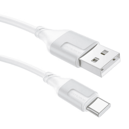 CABLU alimentare si date Borofone "BX101", Charging Data Cable pt. smartphone, USB la microUSB, 2.4A, 1m, alb "6941991108266" — miniatură
