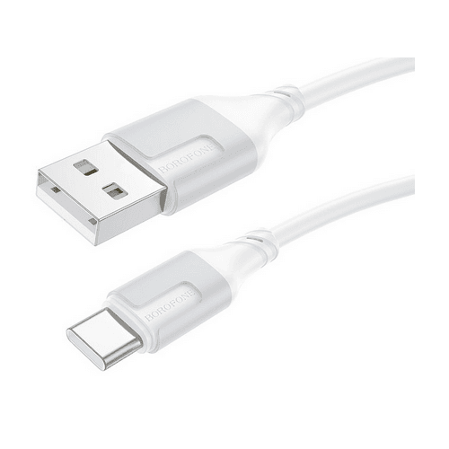 CABLU alimentare si date Borofone "BX101", Charging Data Cable pt. smartphone, USB la microUSB, 2.4A, 1m, alb "6941991108266"