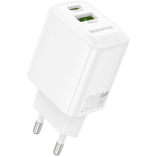 INCARCATOR retea Borofone "BN27", Quick Charge 20W, 1 x USB, 1 x USB Type-C, alb "6941991120268"