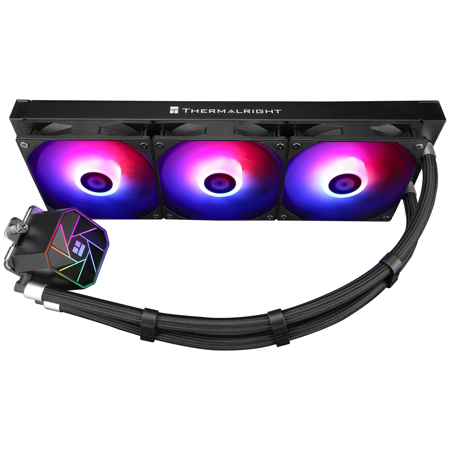 COOLER Thermalright "Aqua Elite 360 Black Argb V3", skt. LGA1851, LGA 1700, AM4, AM5, racire cu lichid, 3 x 120mm, 1500 RPM, ARGB adresabil, negru "Aqua Elite 360 Black Argb V3" — miniatură