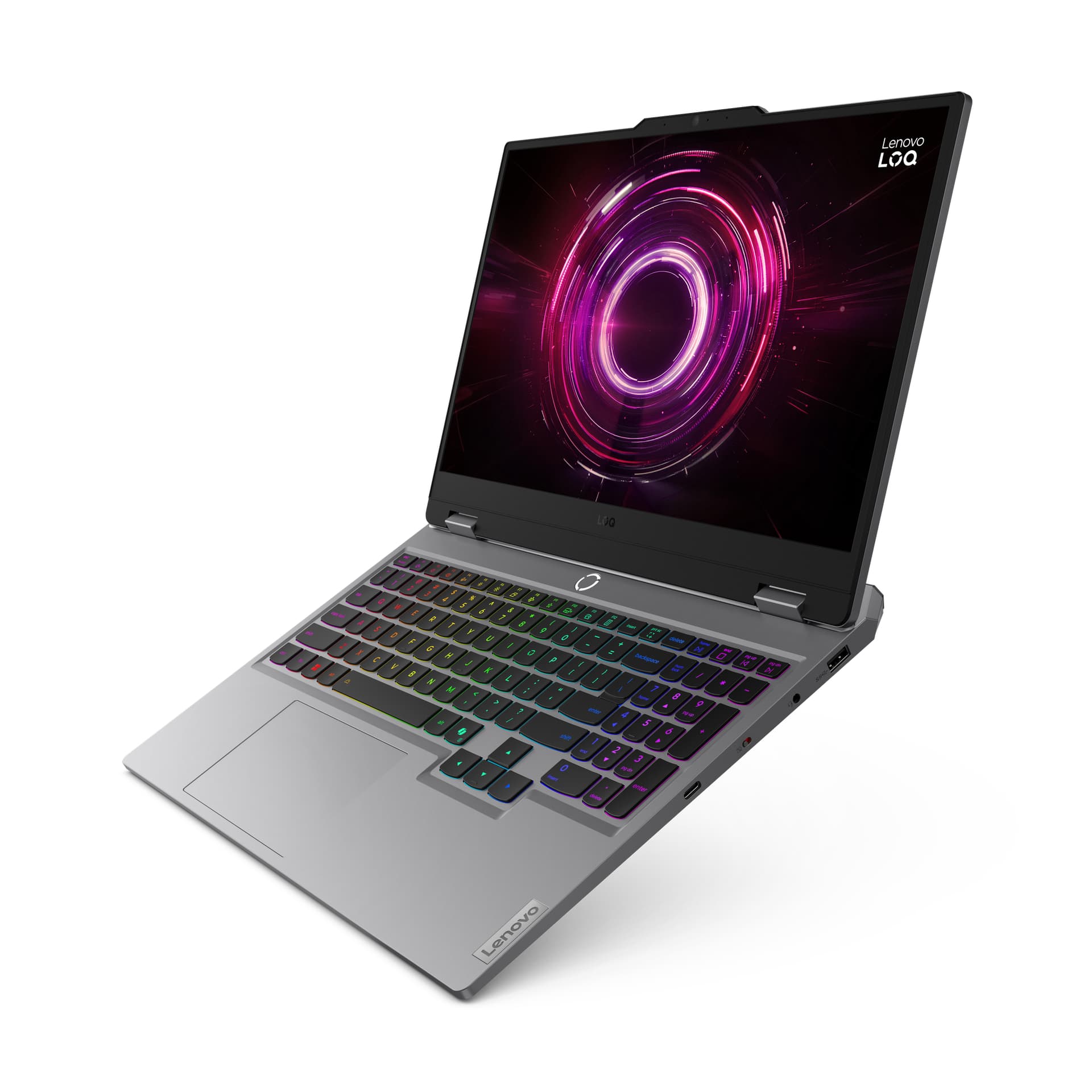 Gaming 15.6 LOQ 15AHP10, FHD IPS 144Hz G-Sync, Procesor AMD RyzenTM 7 250 (16M Cache, up to 5.1 GHz), 32GB DDR5, 1TB SSD, GeForce RTX 5060 8GB, No OS, Luna Grey "83JG004ERM" — miniatură