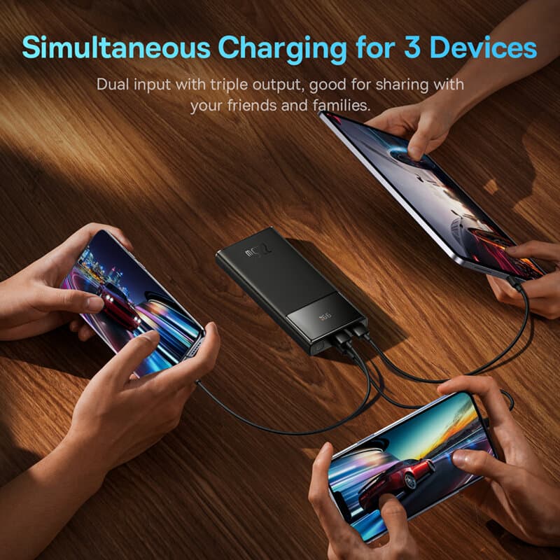 POWER BANK Baseus Star-Lord Digital, display, capacitate 10000mAh, 22.5W, 2 x USB; 1 x USB Type-C, total 5V/3A, negru, "PPXJ100001" — miniatură