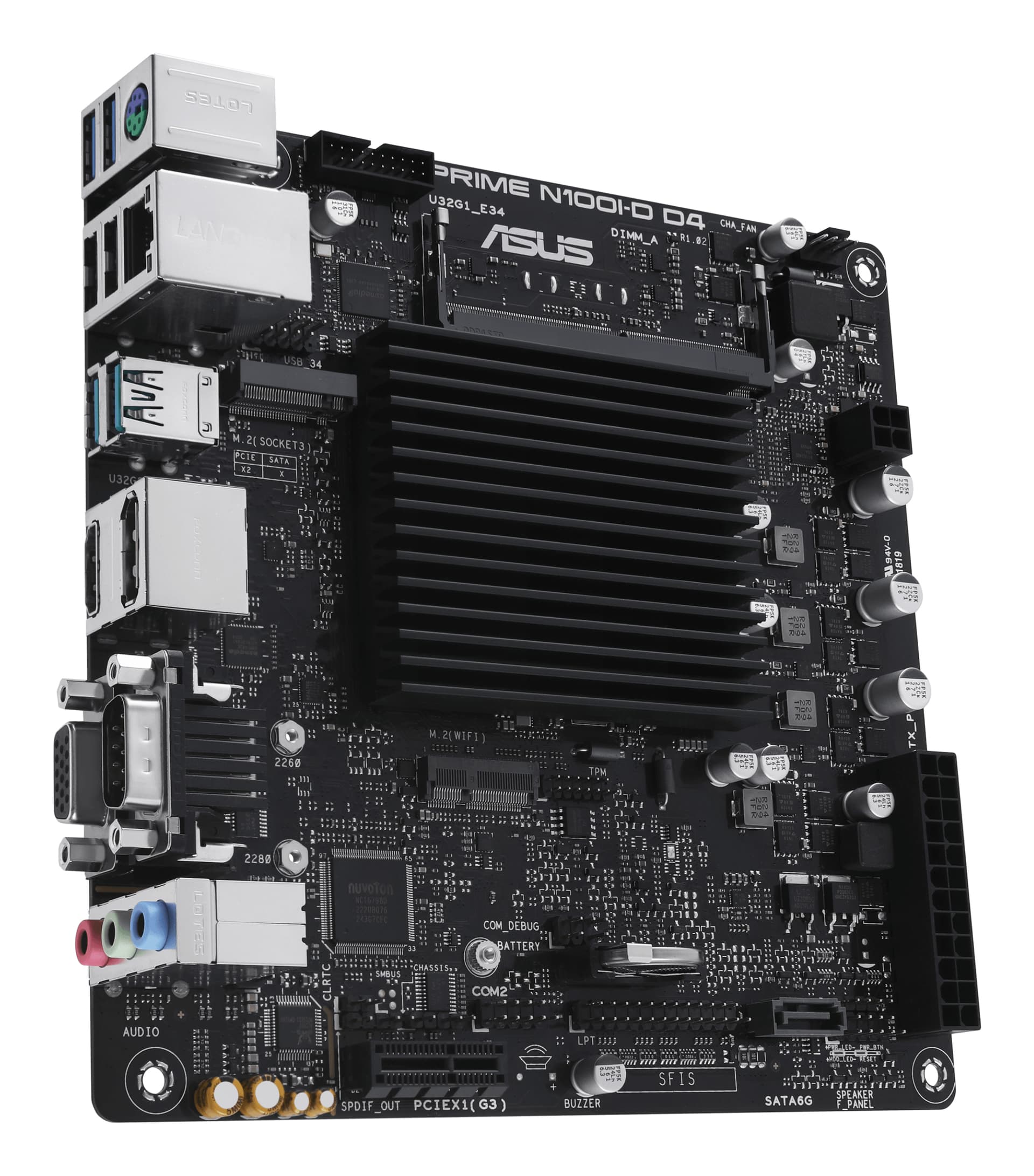 Placa de baza PRIME N100I-D D4-CSM | N100, Intel SoC, DDR4, M.2, SATA, USB 3.2 gen.2, m-ITX "90MB1F70-M0EAYC" — miniatură