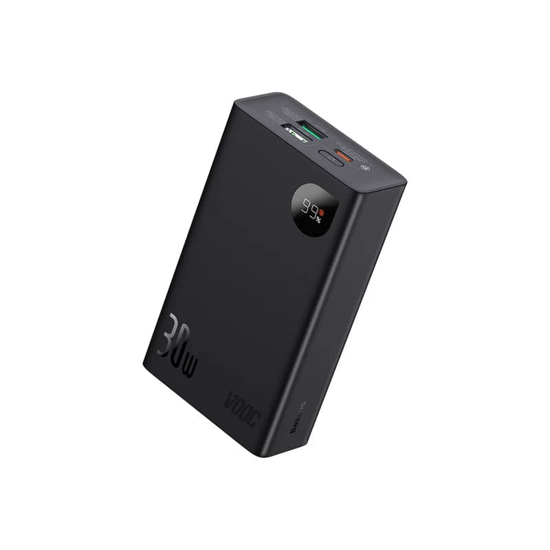 POWER BANK Baseus Adaman2, display, capacitate 20000mAh, 30W, 1 x USB Type-C, 2 x USB, total 5V/3A, include cablu USB la USB Type-C de 30 cm, negru, "PPAD050101" - 6932172613563