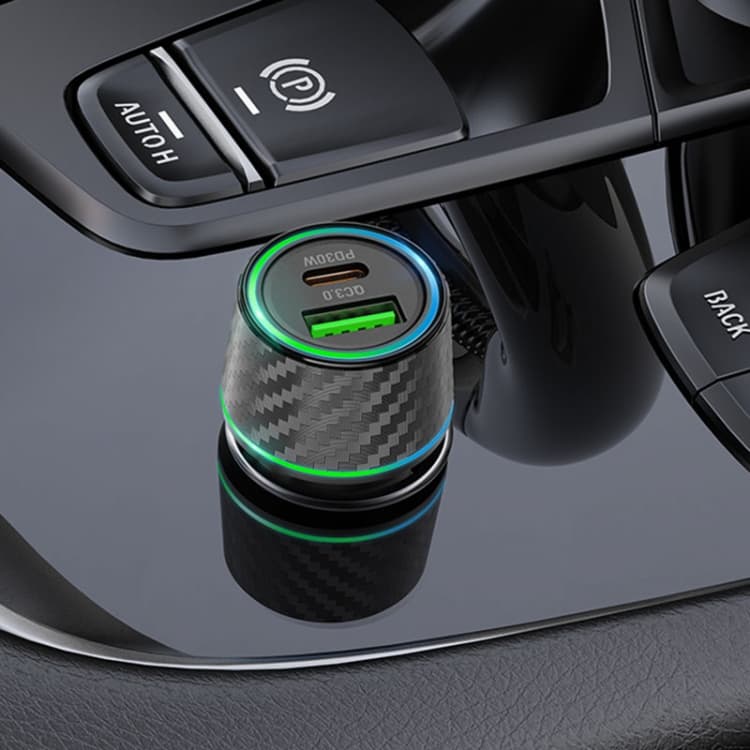 INCARCATOR auto Borofone "BZ21", pt. bricheta auto, 1 x USB max.18W, 1 x USB Type-C max 30W, negru "6941991101175" — miniatură