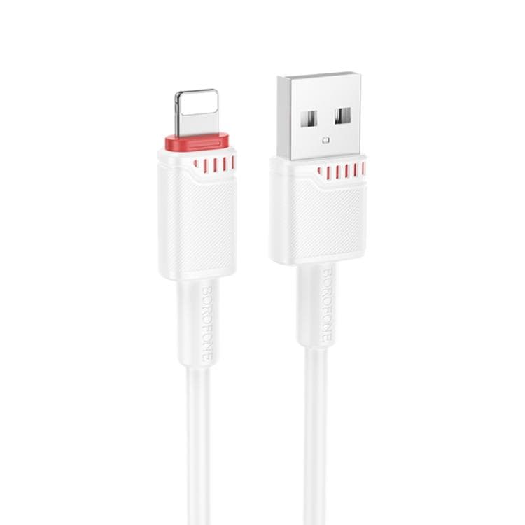 CABLU alimentare si date Borofone "BX110", Fast Charging Data Cable pt. smartphone, USB la Iphone Lightning, 2.4A, 1m, alb "6941991120718" — miniatură