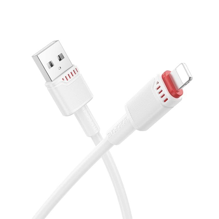 CABLU alimentare si date Borofone "BX110", Fast Charging Data Cable pt. smartphone, USB la Iphone Lightning, 2.4A, 1m, alb "6941991120718"