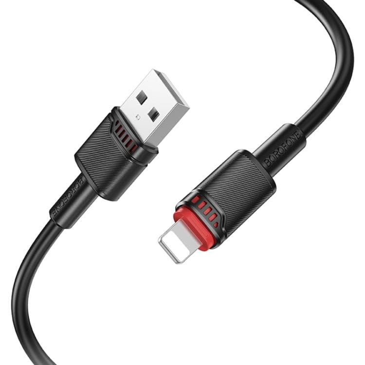 CABLU alimentare si date Borofone "BX110", Fast Charging Data Cable pt. smartphone, USB la Iphone Lightning, 2.4A, 1m, negru "6941991120701" — miniatură