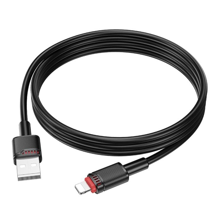 CABLU alimentare si date Borofone "BX110", Fast Charging Data Cable pt. smartphone, USB la Iphone Lightning, 2.4A, 1m, negru "6941991120701"