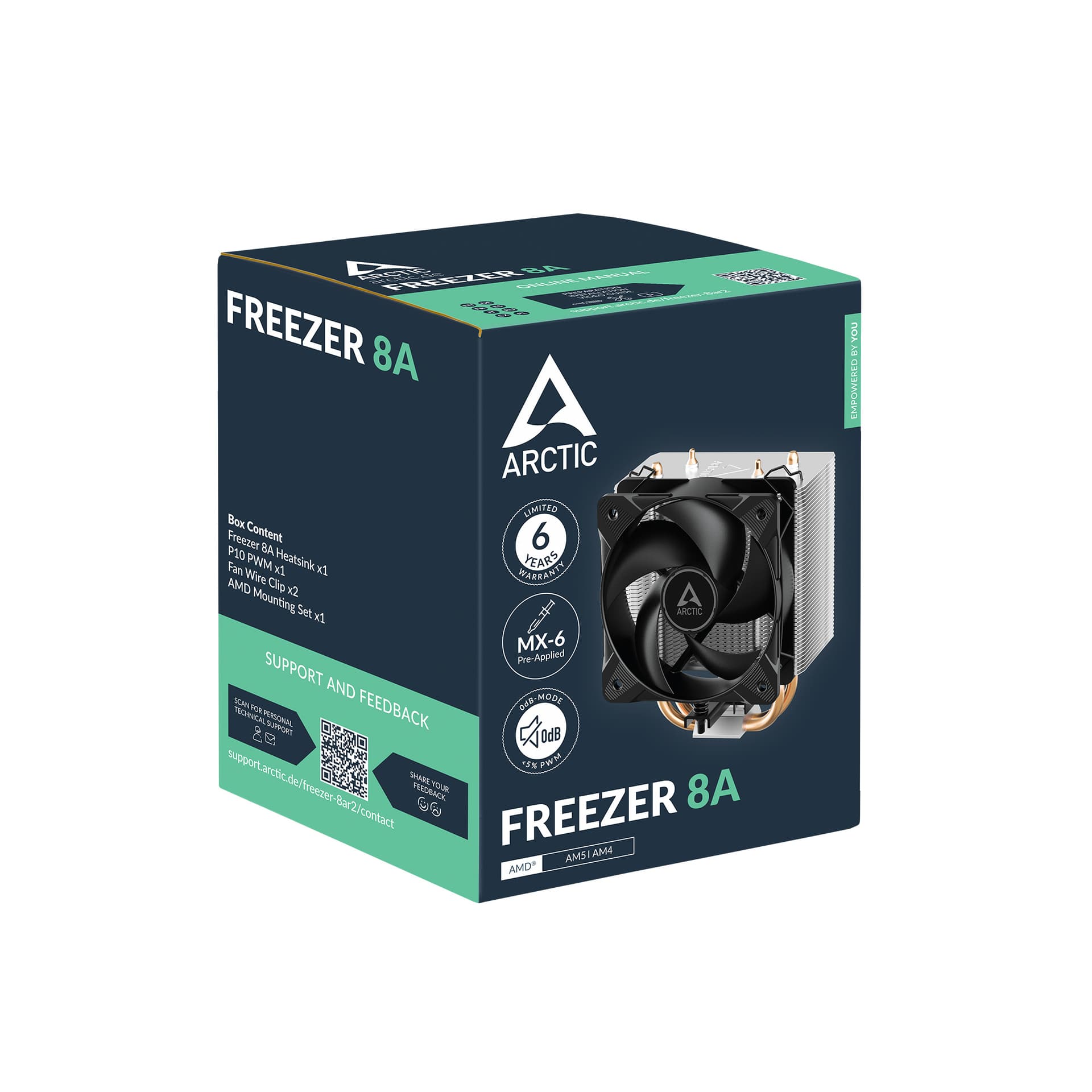 COOLER Arctic "Freezer 8A" skt. AMD AM4/AM5, racire cu aer, vent. 100mm P10PWM, 200 - 2300 rpm, FDB, 2 heatpipes, inaltime 136mm,"ACFRE00161A" — miniatură