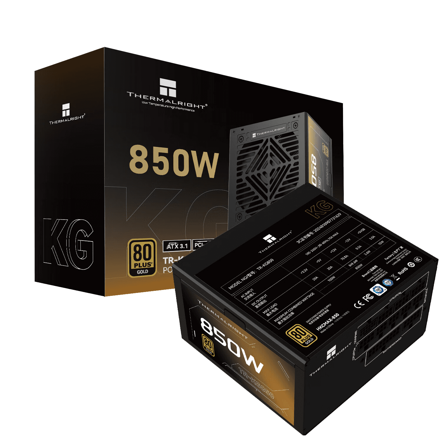 SURSA Thermalright "TR-KG850", 850W, certificare 80 Plus Gold, modular, LLC, DC to DC, fan 120mm, negru, "TR-KG850" — miniatură