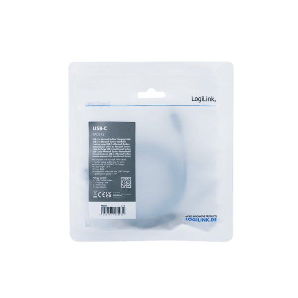 CABLU alimentare si date LOGILINK, pt. MS Surface, USB Type-C (T) la MS Surface (T) 90 gr, PD, 1.8m, negru, "PA0342" — miniatură