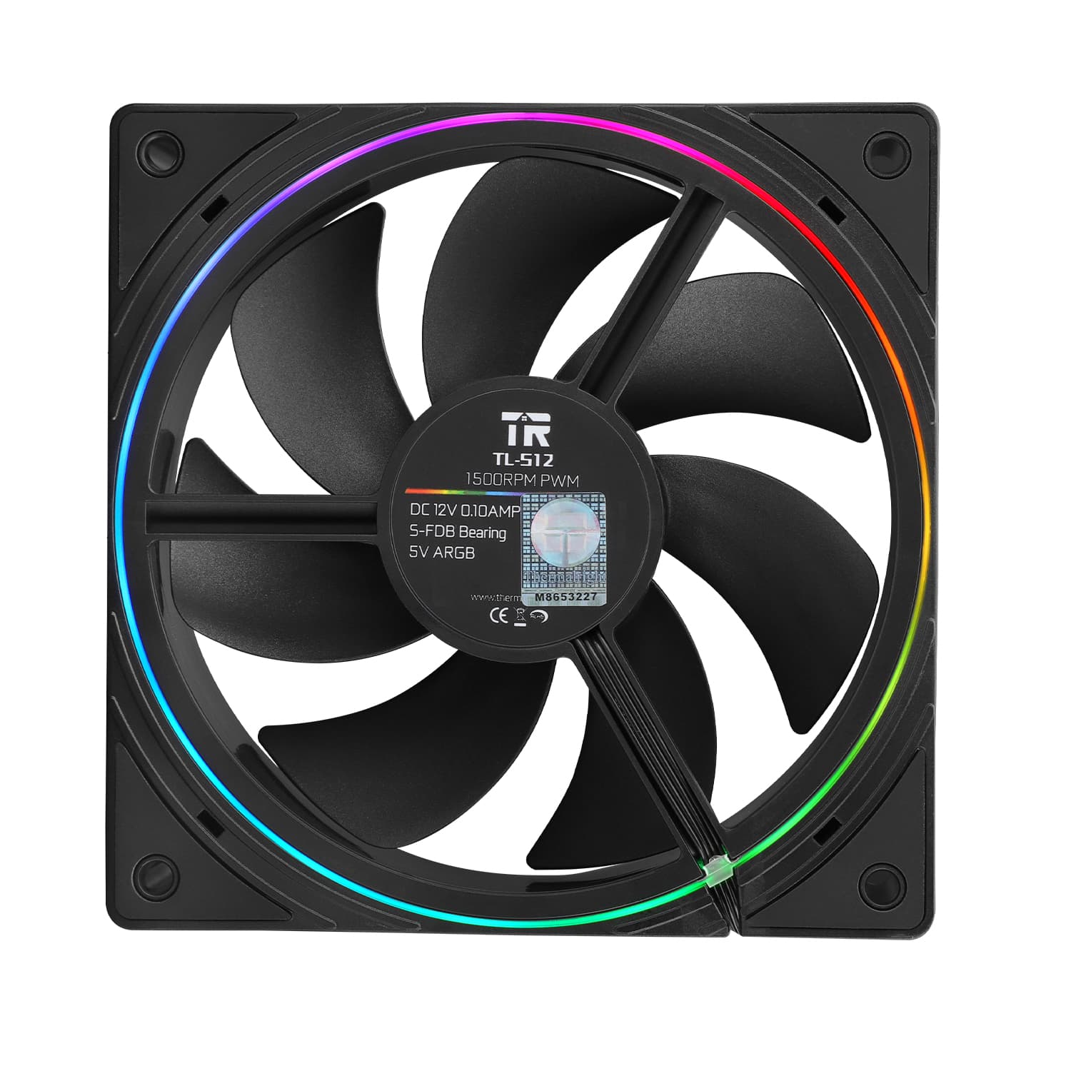 Ventilator Thermalright "TL-S12", 120mm, 1500 RPM, S-FDB Bearing, 47.6 CFM, LED ARGB, 4pin PWM, negru, "TL-S12" — miniatură