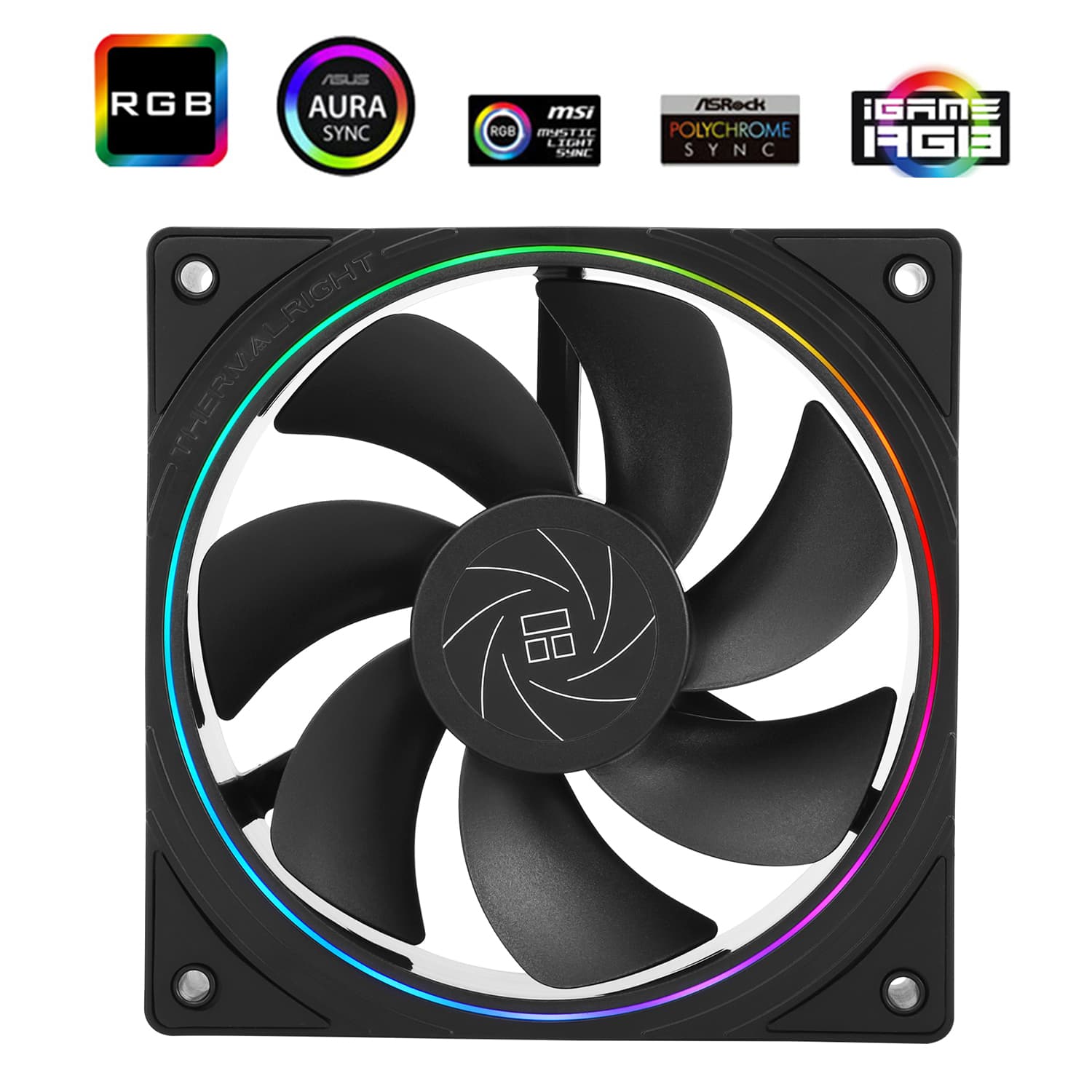 Ventilator Thermalright "TL-S12R", 120mm, 1500 RPM, S-FDB Bearing, 47.6 CFM, LED ARGB, 4pin PWM, negru, "TL-S12R" — miniatură
