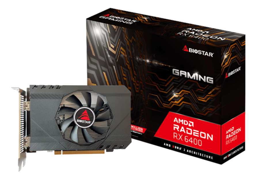 Placa video Biostar "Radeon RX6400", 4GB GDDR6, 64bit, PCI Express 4.0 x16, 1 x DisplayPort 1.4a, HDMI 2.1, racire activa 1 x fan, "VA6406RA46" — miniatură