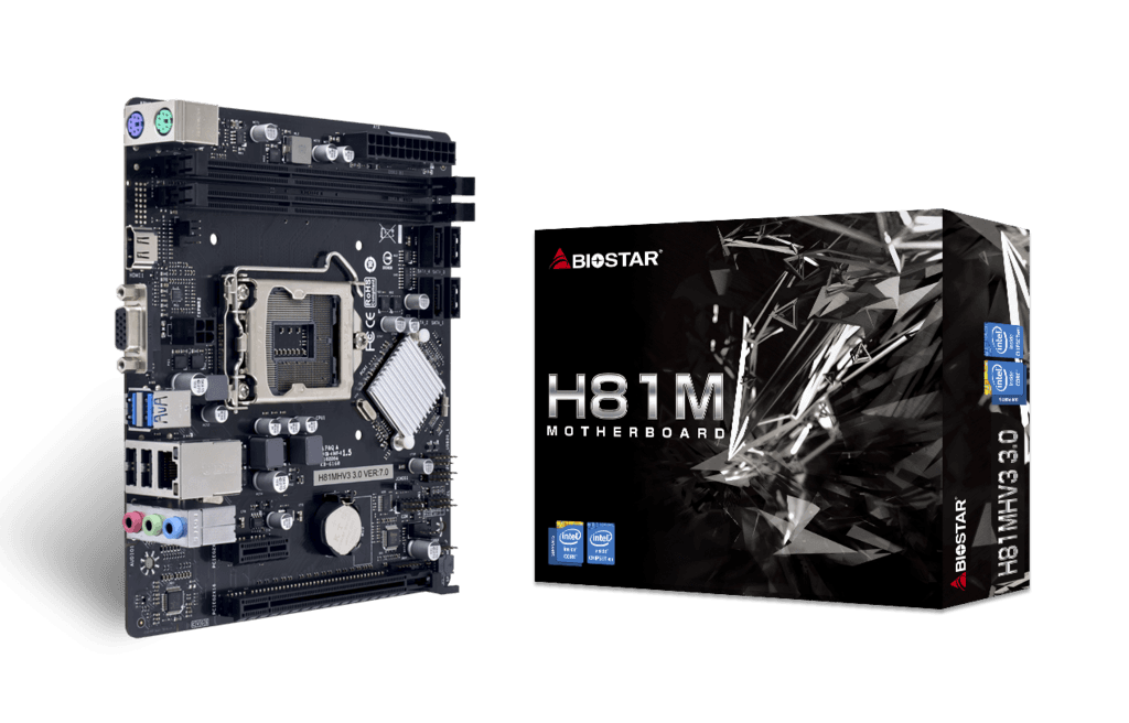 Placa de baza Biostar "H81MHV3 3.0", skt. LGA 1150, chipset Intel H81, mATX, 2 x DDR3 max. 16 GB, USB 3.0, 4 x SATA, PCIe 2.0, HDMI, VGA, "H81MHV3 3.0" — miniatură