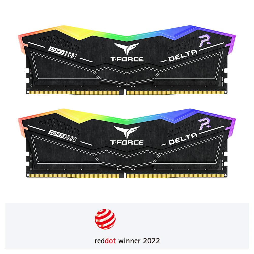 MEMORIE DDR TEAMGROUP T-FORCE DELTA RGB DDR5 Gaming 32GB frecventa 6000 Mhz (kit 2 x 16GB) CL30, radiator, retail, negru "FF3D532G6000HC30DC01"