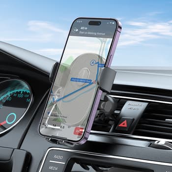 SUPORT AUTO Borofone "BH92" pt. SmartPhone, prindere in 3 puncte, fixare grila ventilatie, negru "6941991103681" — miniatură