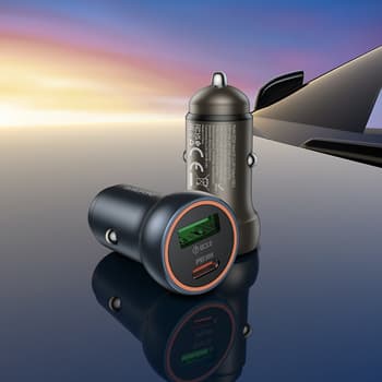 INCARCATOR auto Borofone "BZ32A", pt. bricheta auto, 1 x USB max.18W, 1 x USB Type-C max 30W, gri "6941991118579" — miniatură