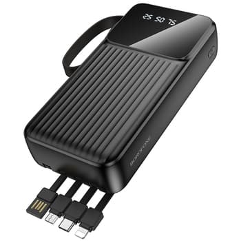 POWER BANK Borofone "BJ76A", 20000mAh, 15W, 2 x USB; 1 x USB Type-C, include cablu : USB Type-C, Iphone Lightning, microUSB si USB-A total 5V/2A, negru "6941991120053"