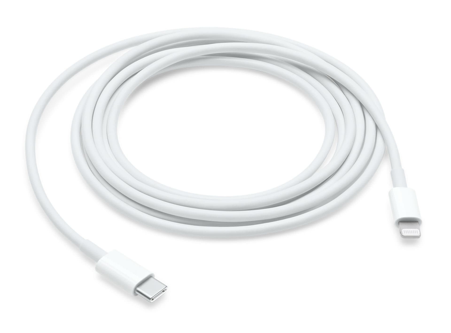 Apple USB adapter cable, USB-C plug > Lightning plug (white, 2 meters, PD, charging with up to 100 watts) "MW2R3"