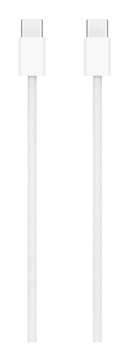USB 2.0 charging cable, USB-C plug > USB-C plug (white, 1 meter, sleeved, charging with up to 60 watts) "MW493" — miniatură