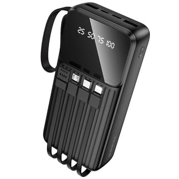 POWER BANK Borofone "BJ76A", 20000mAh, 15W, 2 x USB; 1 x USB Type-C, include cablu : USB Type-C, Iphone Lightning, microUSB si USB-A total 5V/2A, negru "6941991120053" — miniatură