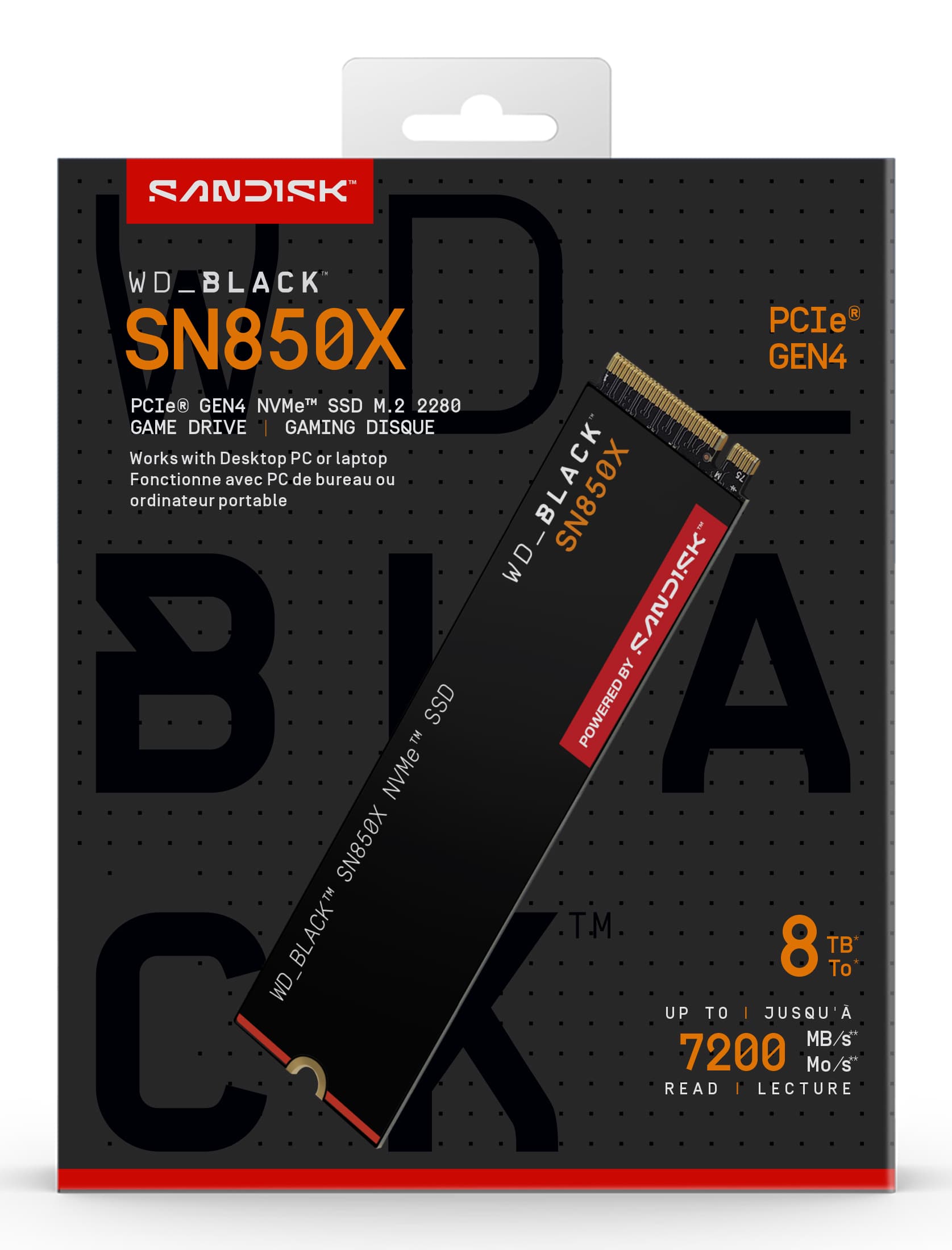 SSD PCIE G4 M.2 8TB/BLACK SN850X WDS800T2X0E WDC "WDS800T2X0E" — miniatură