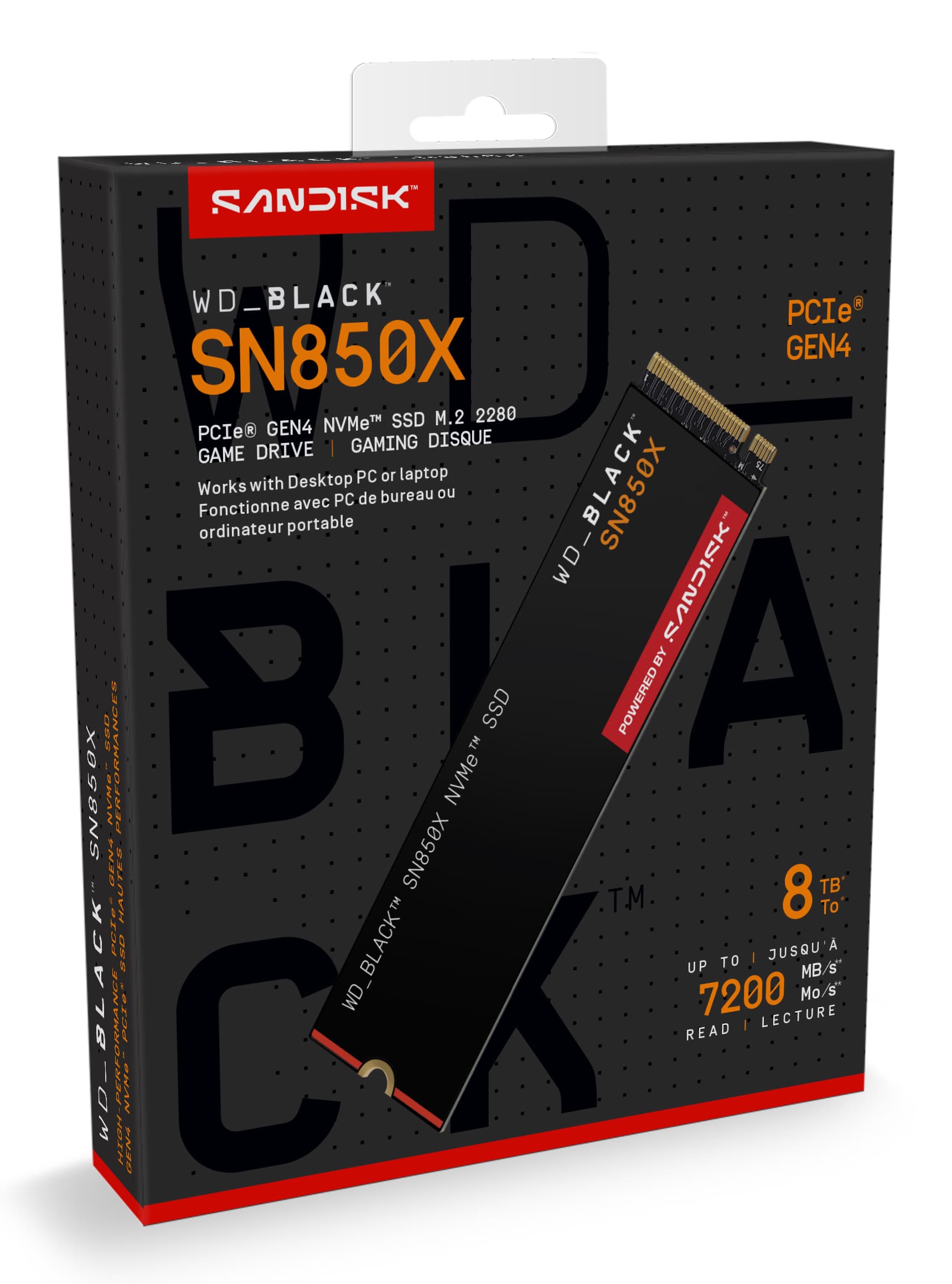 SSD PCIE G4 M.2 8TB/BLACK SN850X WDS800T2X0E WDC "WDS800T2X0E" — miniatură