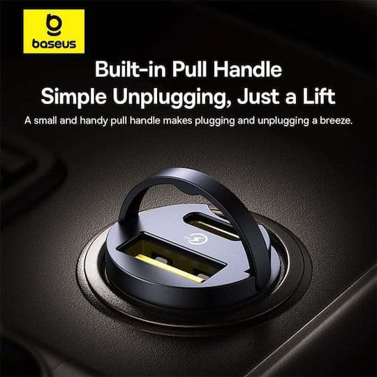INCARCATOR auto Baseus Tiny Star, Quick Charge 30W, 1 x USB Type-C, 1 x USB, negru "C00035001121-02" - 6932172677206 — miniatură