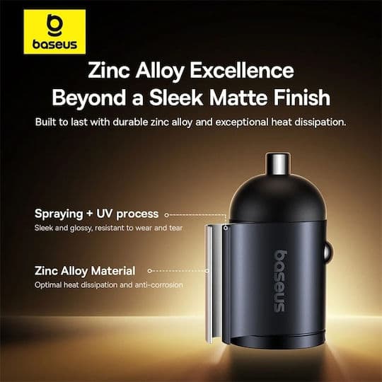 INCARCATOR auto Baseus Tiny Star, Quick Charge 30W, 1 x USB Type-C, 1 x USB, negru "C00035001121-02" - 6932172677206 — miniatură