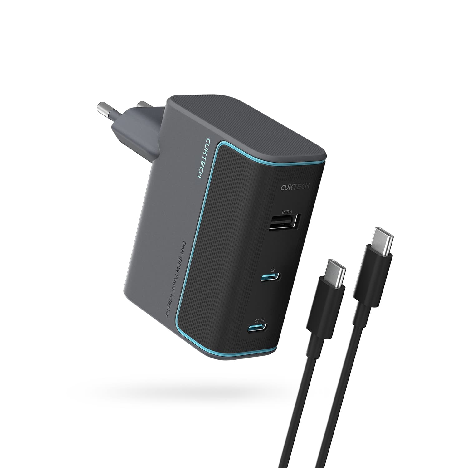 INCARCATOR retea Cuktech 2C1A Quick Charge 100W, 2 x USB Type-C Output, 1 x USB Output, include cablu USB Type-C la USB Type-C 1m, gri "CUKAD1003EUG"