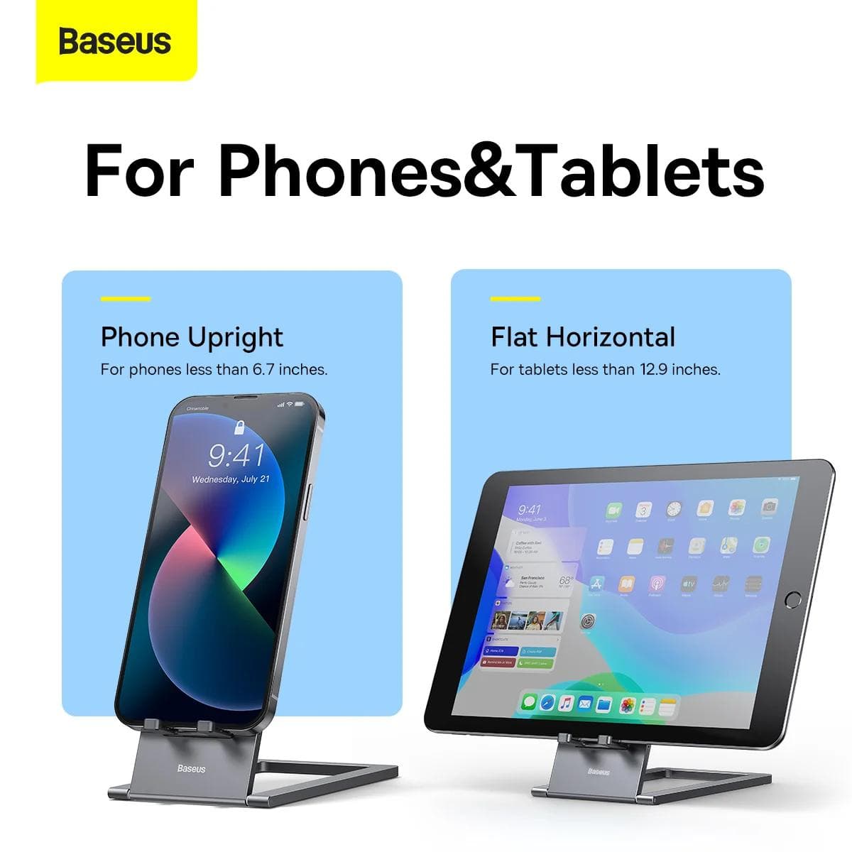 STAND Baseus smartphone sau tableta, pliabil, aliaj zinc, dimensiuni: 139.6*81*5.6 mm, gri "LUKP000013" - 6932172605896 — miniatură