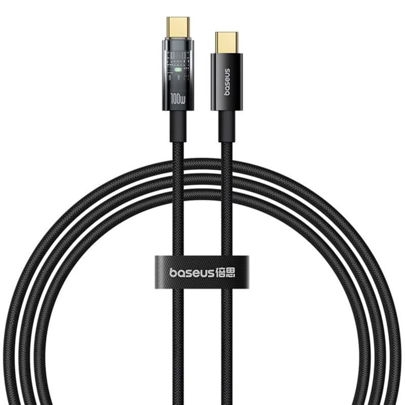 CABLU alimentare si date Baseus Explorer, Fast Charging Data Cable pt. smartphone, USB Type-C la USB Type-C 100W, oprire automata incarcare, braided, 1m, negru "P10319703111-00" - 6932172660611