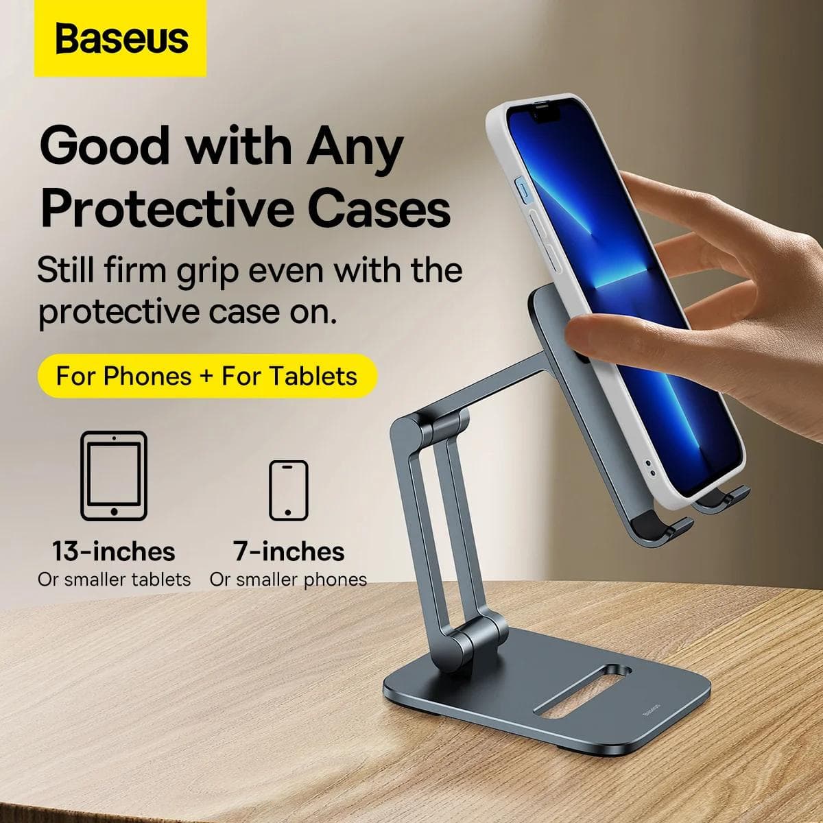 SUPORT Telefon Baseus Biaxial, pt. Smartphone, pliabil, dimensiune: 115 x 126 x 43mm, material anti-alunecare, aluminiu "LUSZ000013" - 6932172615185 — miniatură
