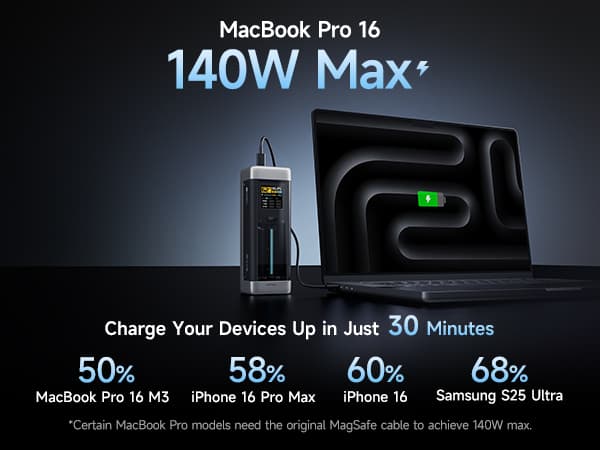 POWER BANK Cuktech P+ Series 2C1A, 25000mAh, PD 3.1, 210W, 1 x USB; 2 x USB Type-C, digital display pt. status baterie, negru, "CUK00P23GLBK" — miniatură